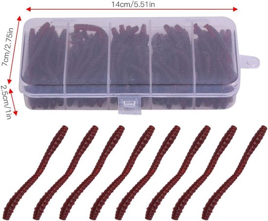 100 Stuks 6 Cm Siliconen Kunstworm Regenworm, Zacht Kunstaas Aas Visgerei Accessoires Kit, met Langzame Val en Verleidelijke Staartzwaai, voor Baars en Andere Vissen — afbeelding 3