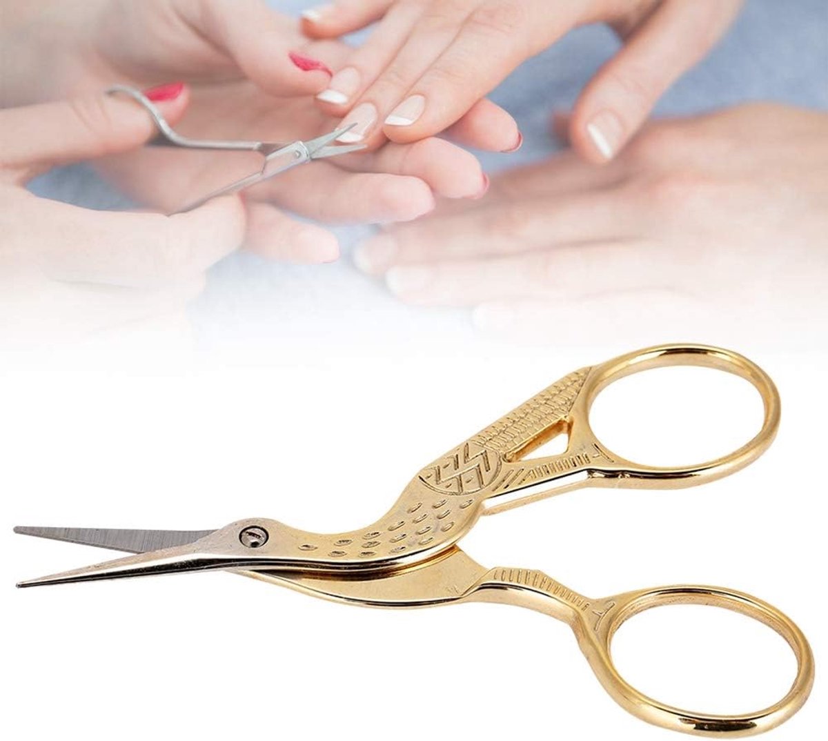 Nagelschaar Roestvrij Staal – Professionele Manicure Schaar voor Nagelverzorging, Goudkleurige Vintage-Design Nagelknipper met Scherpe Snijrand, Sterk & Corrosiebestendig, Ideaal