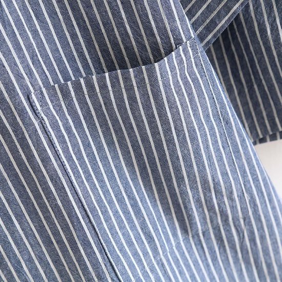 Traditionele Japanse pyjama, stijlvolle katoenen badjas kimono pyjama vrijetijdskleding voor mannen en vrouwen, blauw gestreept, Meerkleurig, M — afbeelding 5