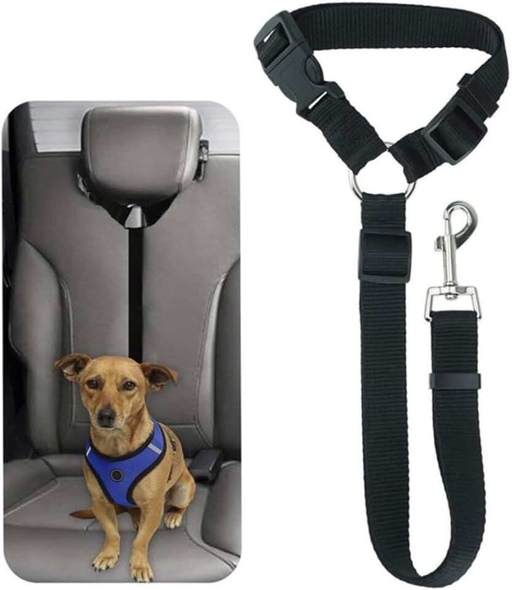 Autogordel Voor Hond - Hondengordel voor in de Auto – Verstelbare Hondengordel - Veiligheid Voor Hond – Hondenriem - Zwart