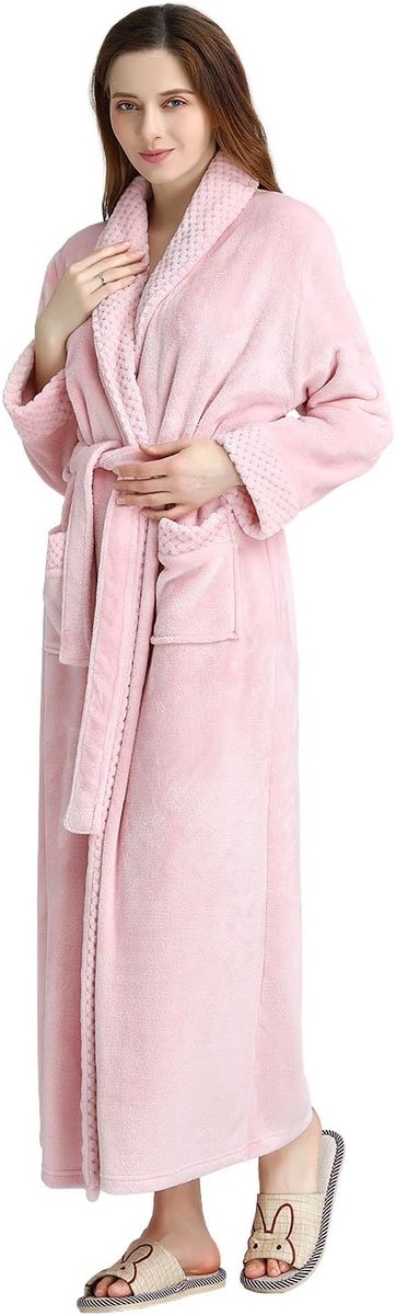 Badjas Dames Kamerjas Zacht en Super Pluizig, Dames Lange Koraal Fleece Winter Warm Badjas