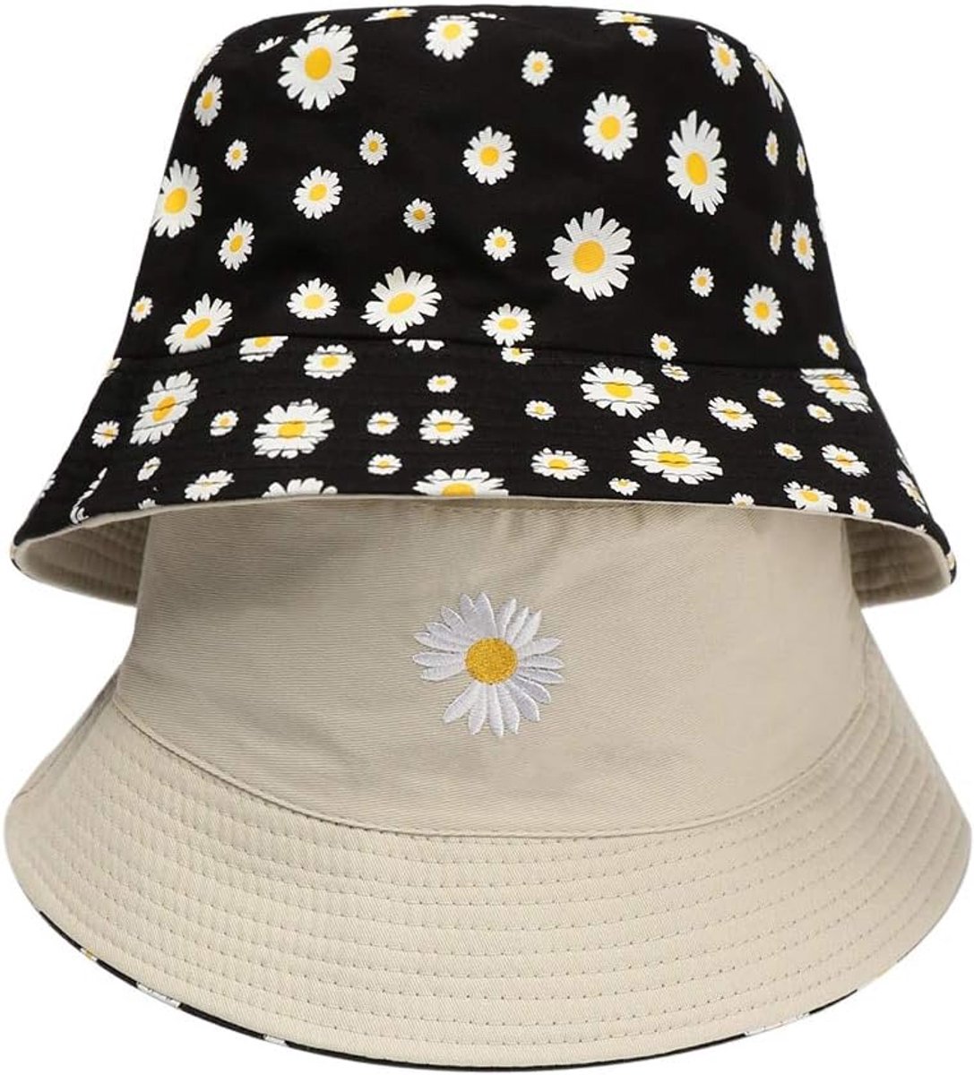 sun hat 1Pc Double-Sided Summer Fashion Daisy Bucket Hat Cotton Foldable Fisherman Hat Women Men Outdoor Sun Hat
