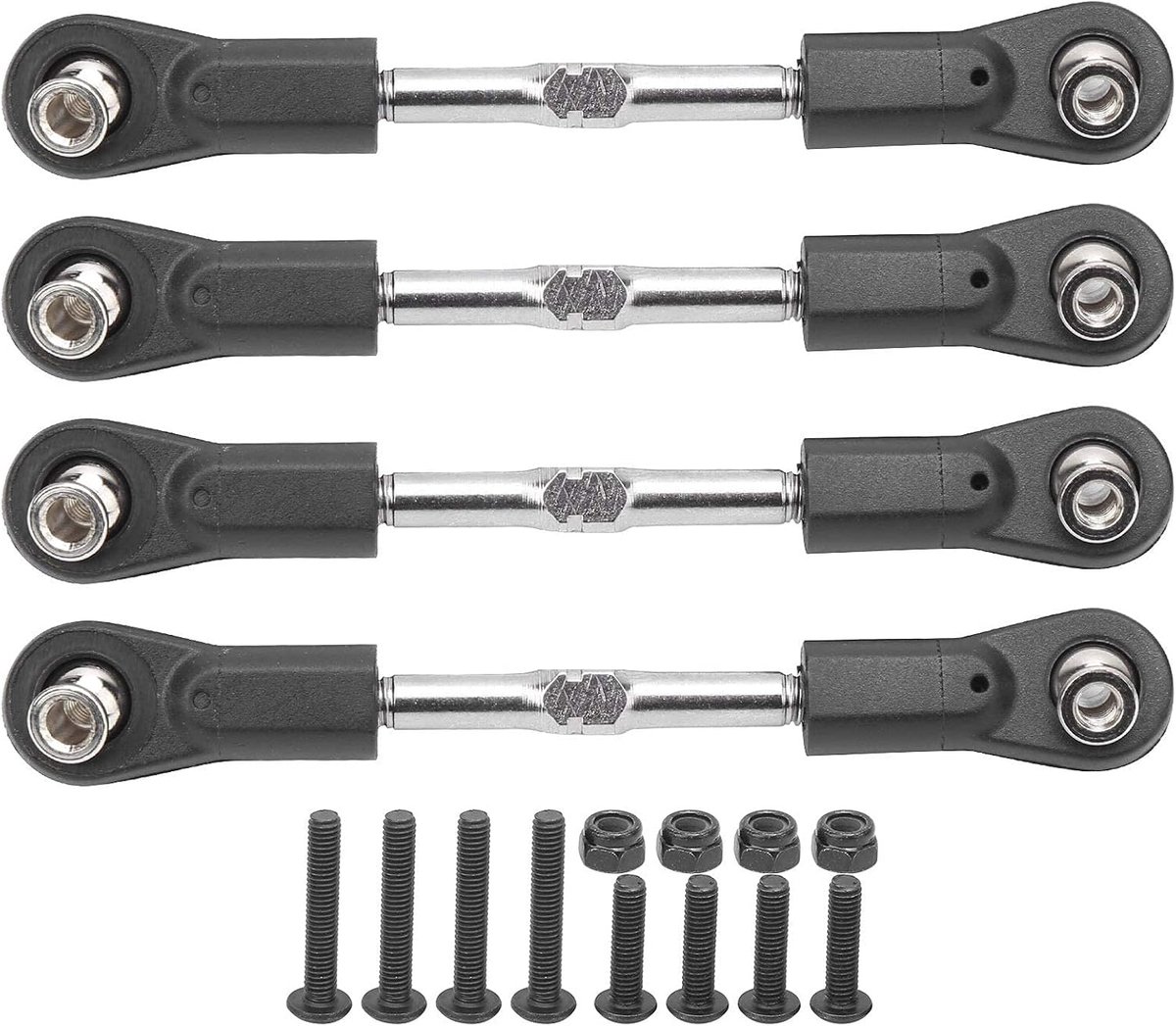 Stuurverbindingsstang, 4 stuks 77 - 87 mm schroef M4 instelbare stuurstang Servo Spoorstang Vervanging Trekstang voor RC 1/8 Auto