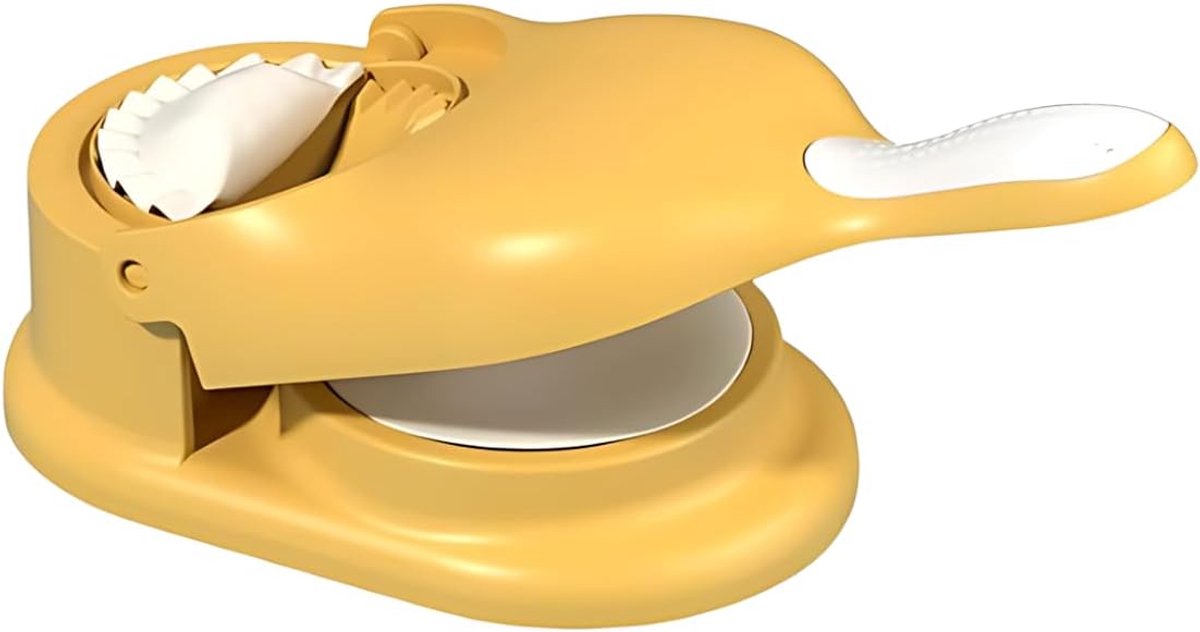 Handmatige knoedelmachine - geel, een keukenapparaat voor het maken van knoedels, ravioli en empanadas, ideaal voor zelfgemaakte pasta, een praktisch keukengerei voor het eenvoudig vormen van deeg