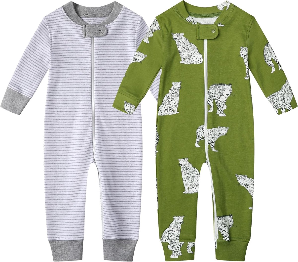 Biologisch katoen Baby Boy Girl Zip Up Sleep N Play, voetloze baby romper, lange mouwen baby pyjama (maat pasgeboren-24 maanden)