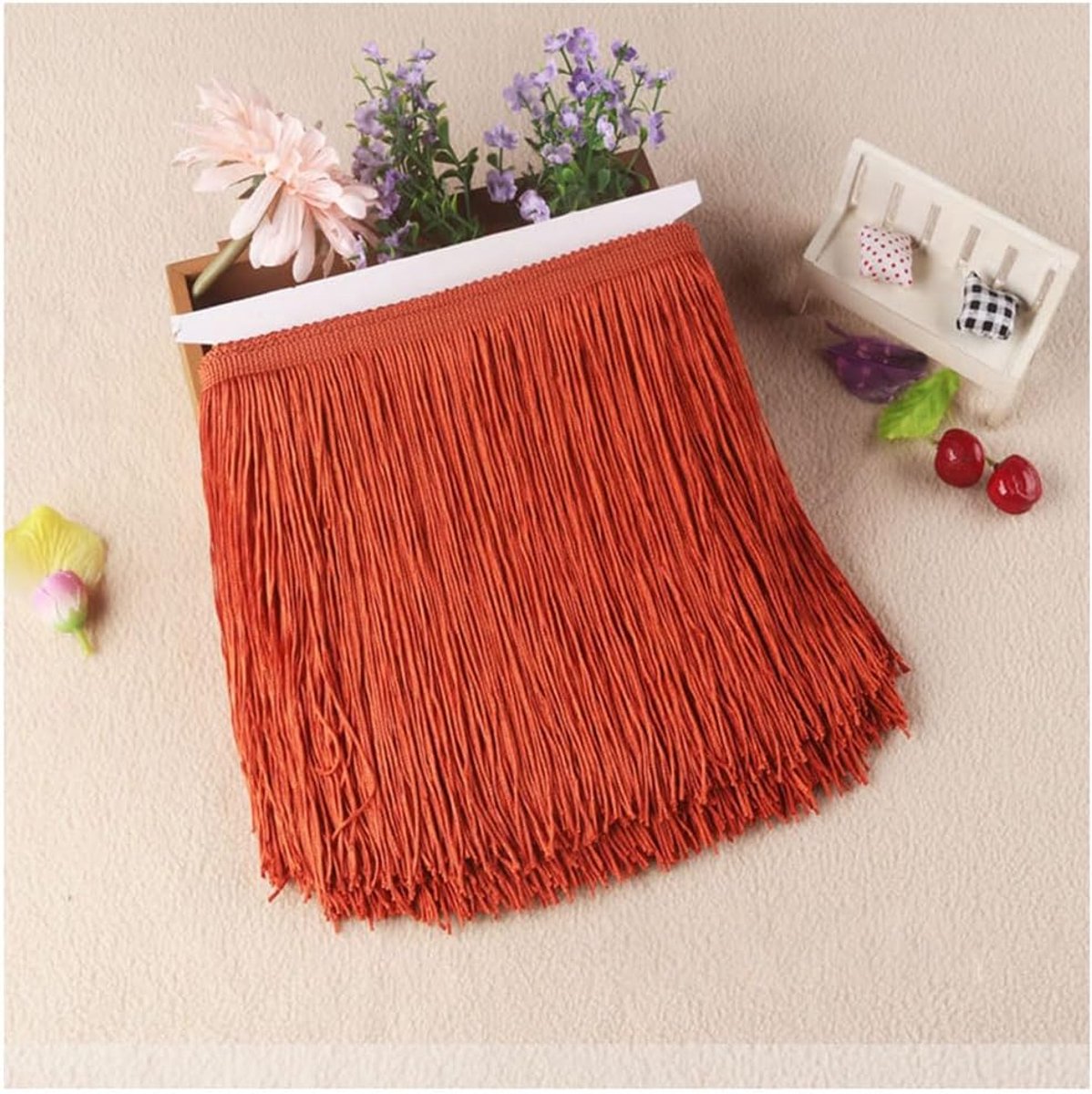 5 meter franjeband, franjeband, kwastjes, zijde, franjes, snijfranjes, franjes, decoratieve rand, decoratieve rand, naai-accessoires voor doe-het-zelf knutselen, kostuumdecoratie, 26#, 5 m x