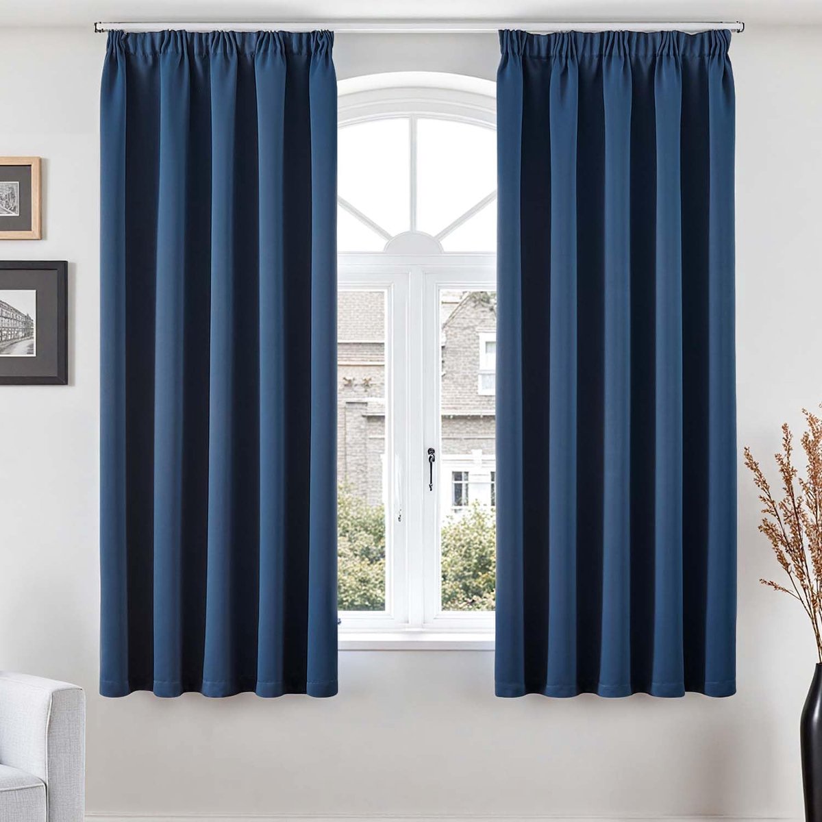 Ondoorzichtige gordijnen met plooiband, H 175 x B 140 cm, set van 2 verduisteringsgordijnen, raamdecoratie, verduisteringsgordijnen, slaapkamer, woonkamer, modern, overgordijnen, gordijn met
