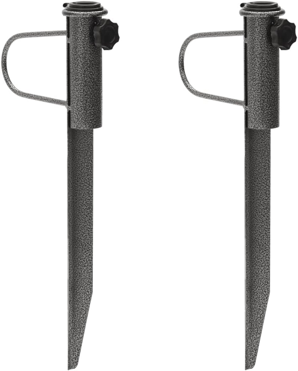 Set van 2 parasolstandaard, grondpen voor zand en gazon, bodemhuls van verzinkt staal voor parasolpalen van 25/32 mm, 19 x 42 cm