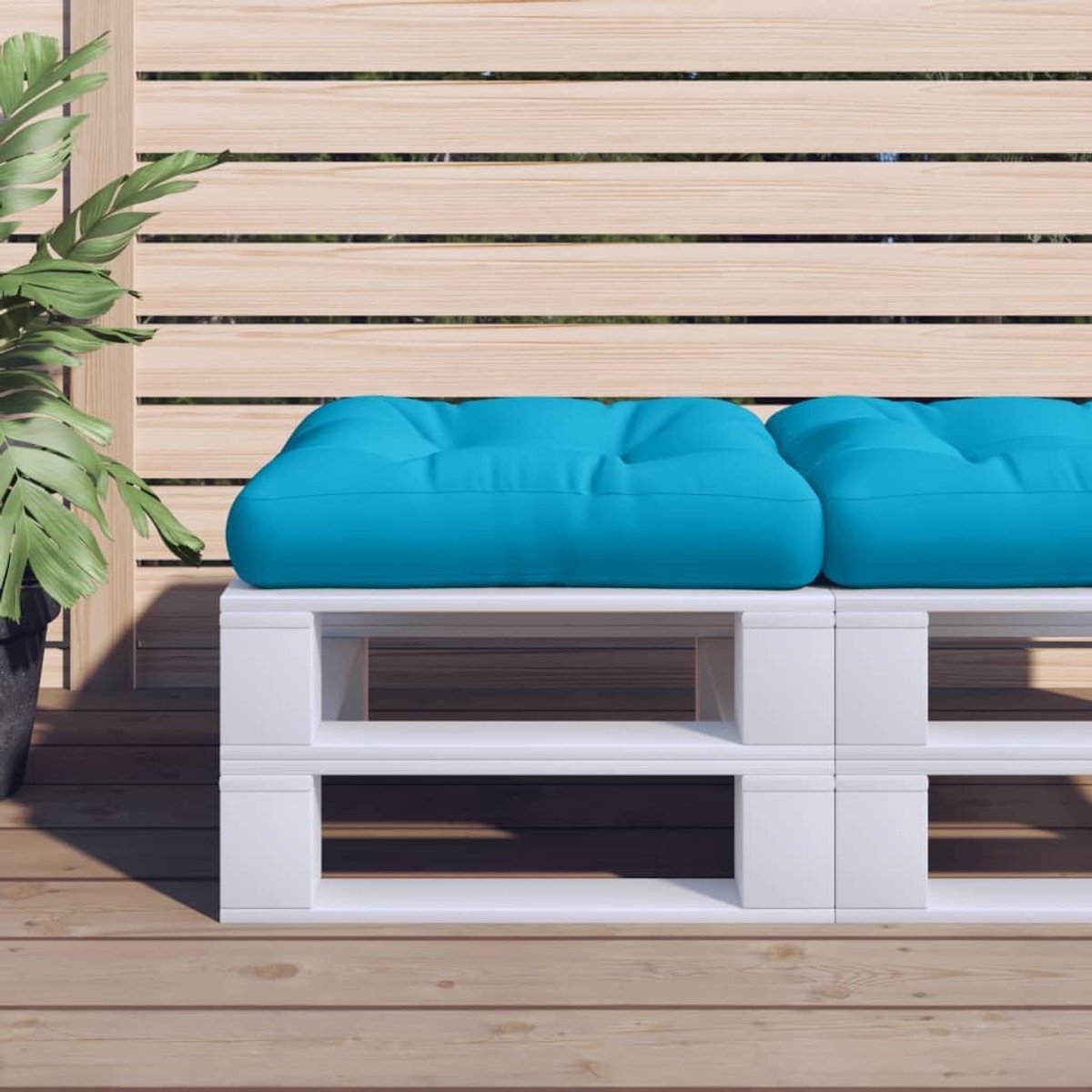 Blauw, 60 x 60 x 12 cm, stof, outdoor kussen met holle vezelvulling, voor tuinmeubelen, 1 stuk, waterdicht polyester, uv-bestendig en vormvast, veelzijdig