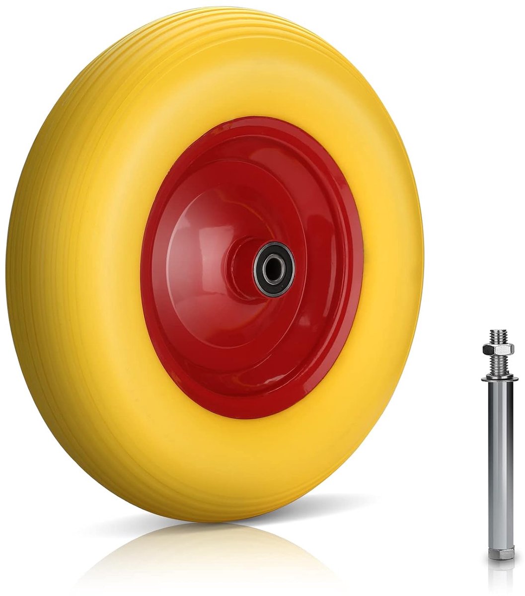 Kruiwagenwiel met as - banden met stalen velg - 4.80/4.00-8 - diameter 390 mm - reservewiel rubberen wiel kruiwagenwiel