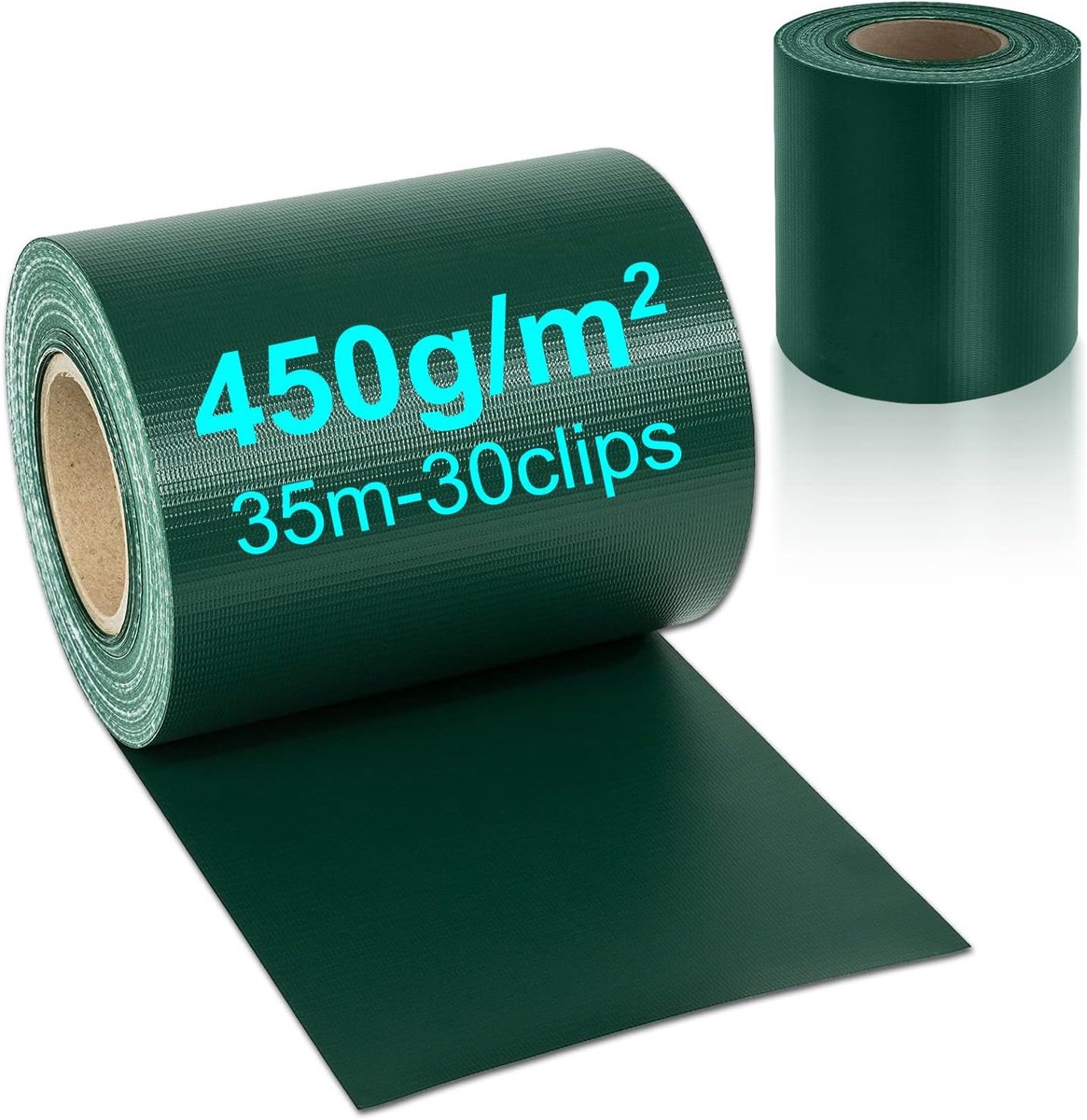 Stroken PVC dubbelstaafmatten incl. 30 bevestigingsclips, 35m x 19cm hekfolie inkijkbescherming windscherm - groen
