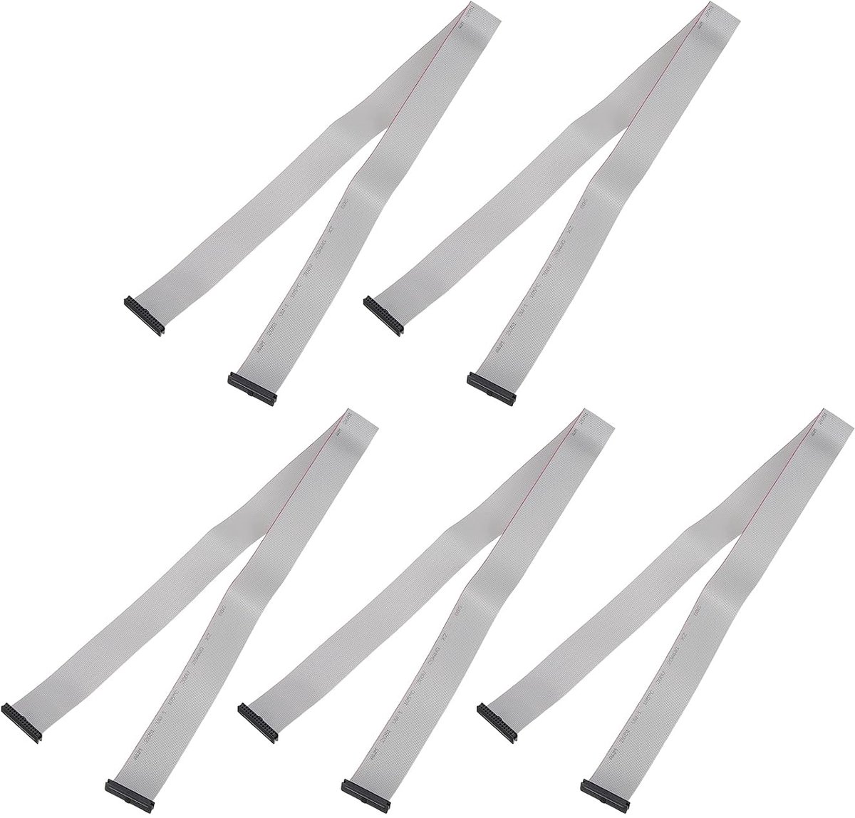 5 stuks IDC-connectoren, platte lintkabel, 30-polig, 2 mm pitch, lengte 75 cm, FC naar FC-stekker, dubbele vrouwelijke platte kabel, voor industriële elektronica, grijs