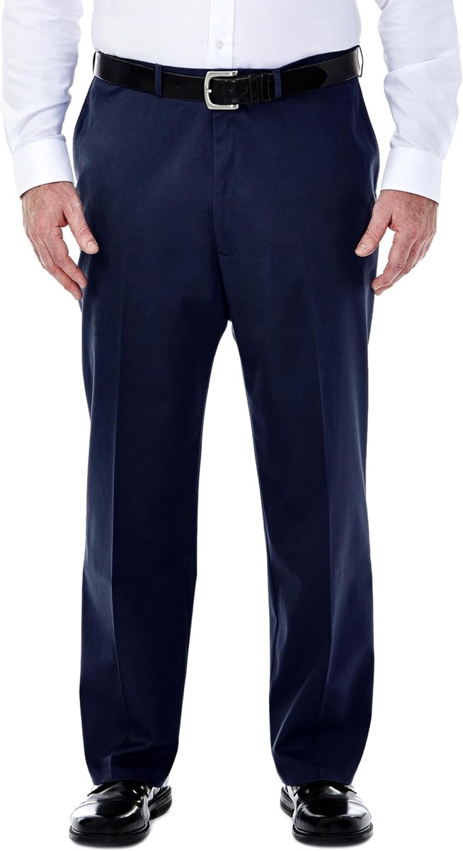 Mannen Premium No Iron Khaki Classic Fit Uitbreidbare Taille Platte Voorbroek (Regular en Big & Tall Maten)