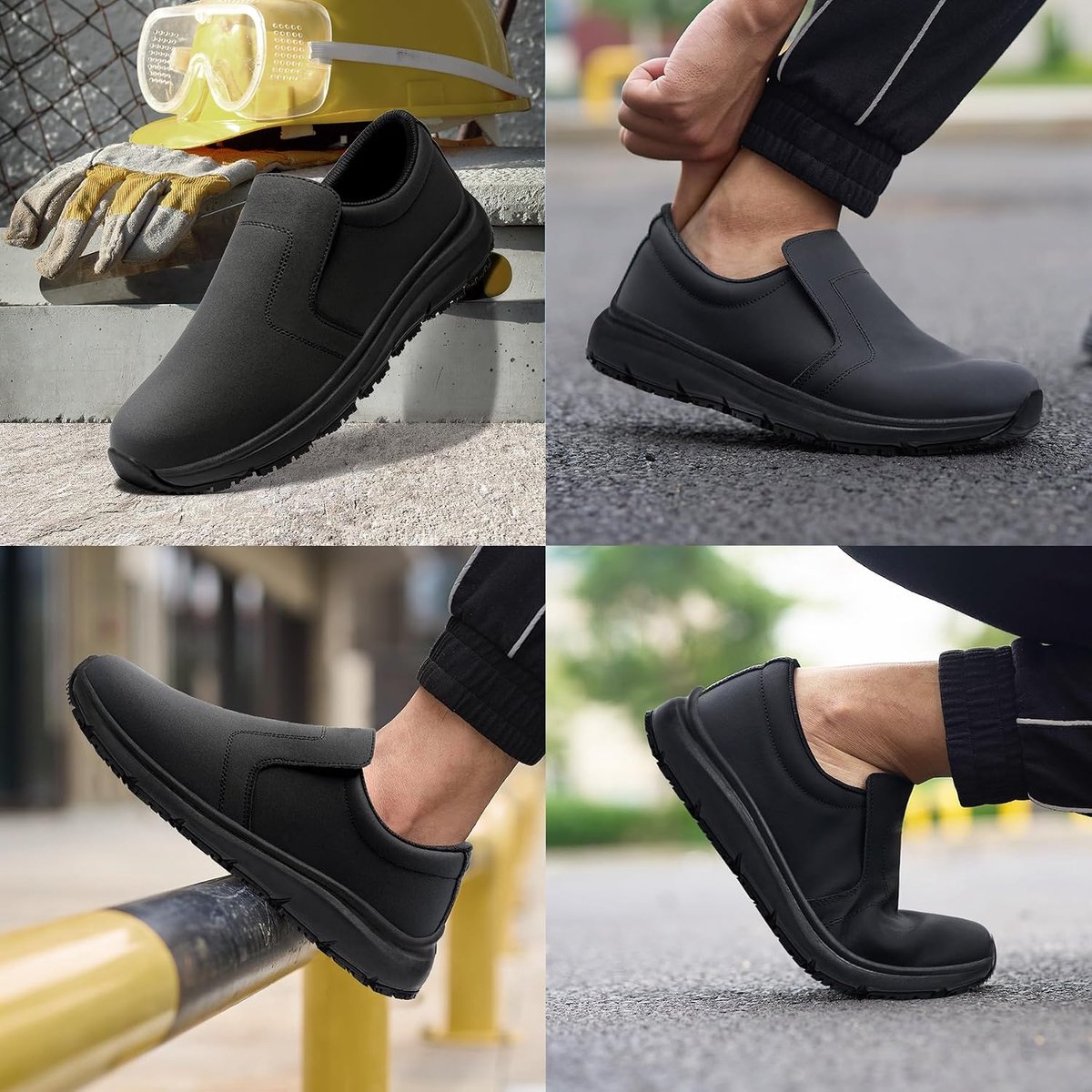 Keuken Schoenen Antislip Dames Veiligheidsschoenen Waterdicht Werk Schoenen Lichtgewicht SRC Comfort Demping Staalneus（41.5，Zwart）