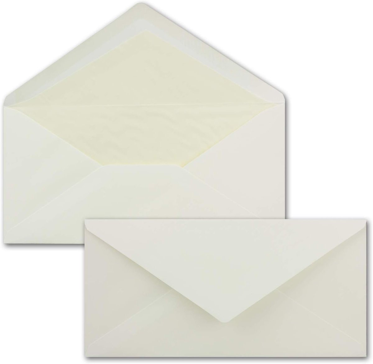 50 x DIN Lang enveloppen, crème met crèmekleurige zijdevoering, 11 x 22 cm, 80 g/m², ideaal voor uitnodigingen, kerstkaarten, wenskaarten uit de serie Farbenfroh