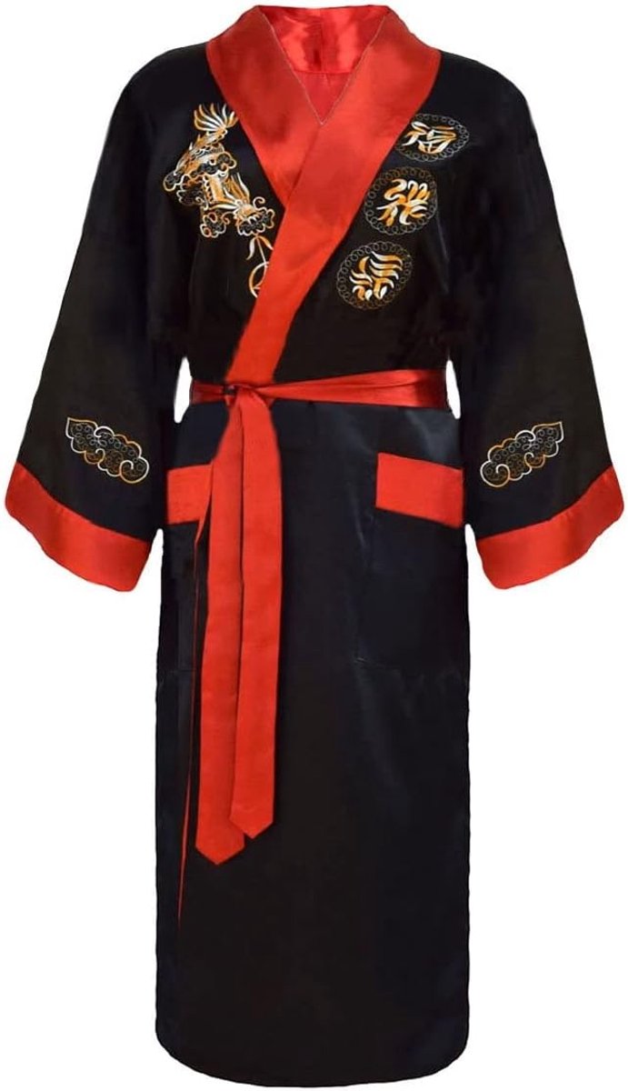 Badjas, uniseks, kimono, Japans, Chinees, draak, pyjama, cardigan, kimonos, ochtendjas van satijn, badjas