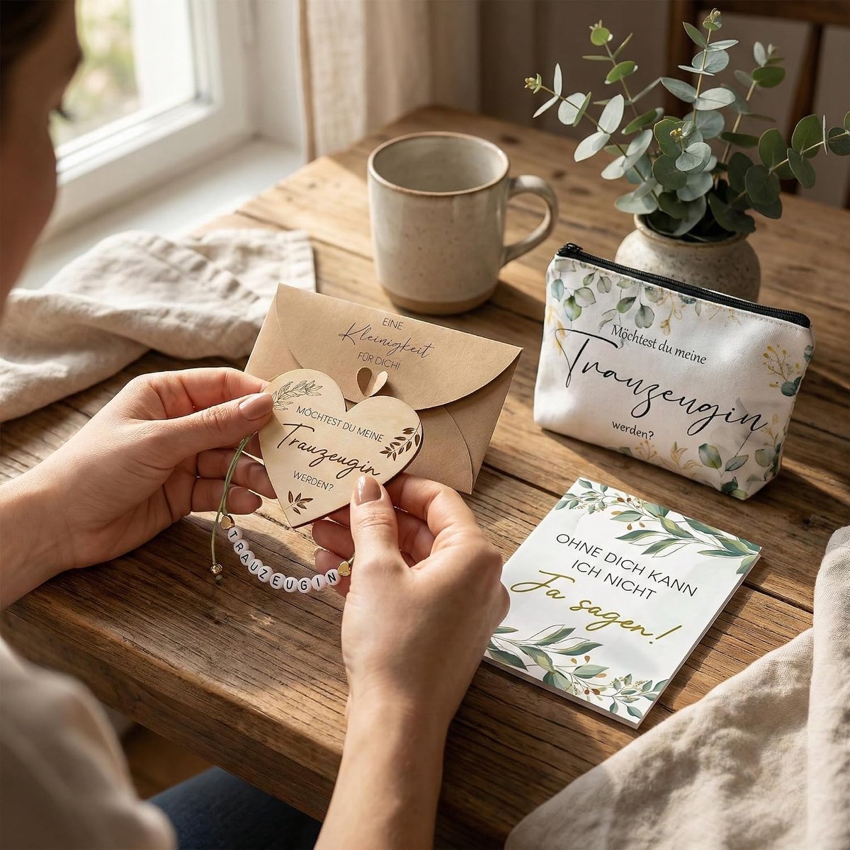 Uitnodiging Handgemaakte Sieraden met Houten Plaat en Bedankkaart - Perfect Cadeau voor je Bruidsmeisje