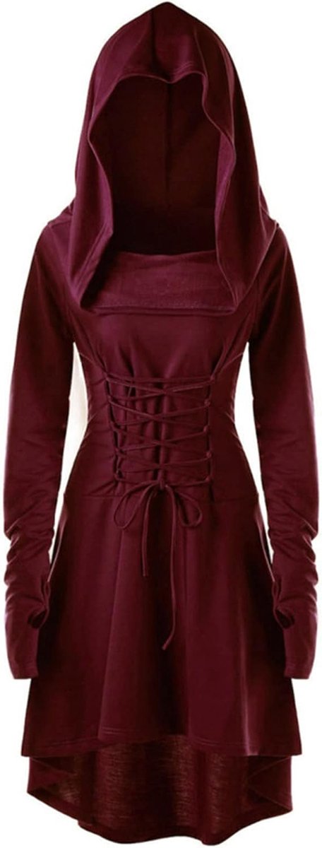 Kostuum dames gewaad middeleeuwse capuchonjurk gothic jurk cosplay voor Halloween carnaval