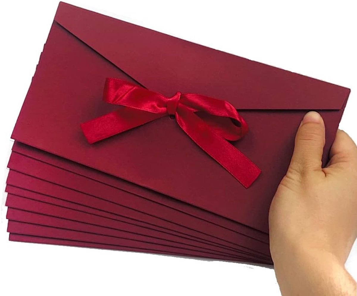 10 Pack Retro Kraft Enveloppen Gesp Envelop met Lint Gift Card Premium Enveloppen voor Handgemaakte Uitnodigingen Brieven Bruiloft Verjaardag of Festival Kaarten Envelop