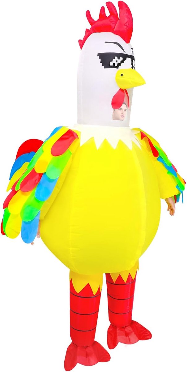 Kippenkostuum, opblaasbaar kippenkostuum voor volwassen vrouwen en mannen, Halloween-kostuums, opblaasbaar kippenkostuum voor kinderen, cosplay-feest