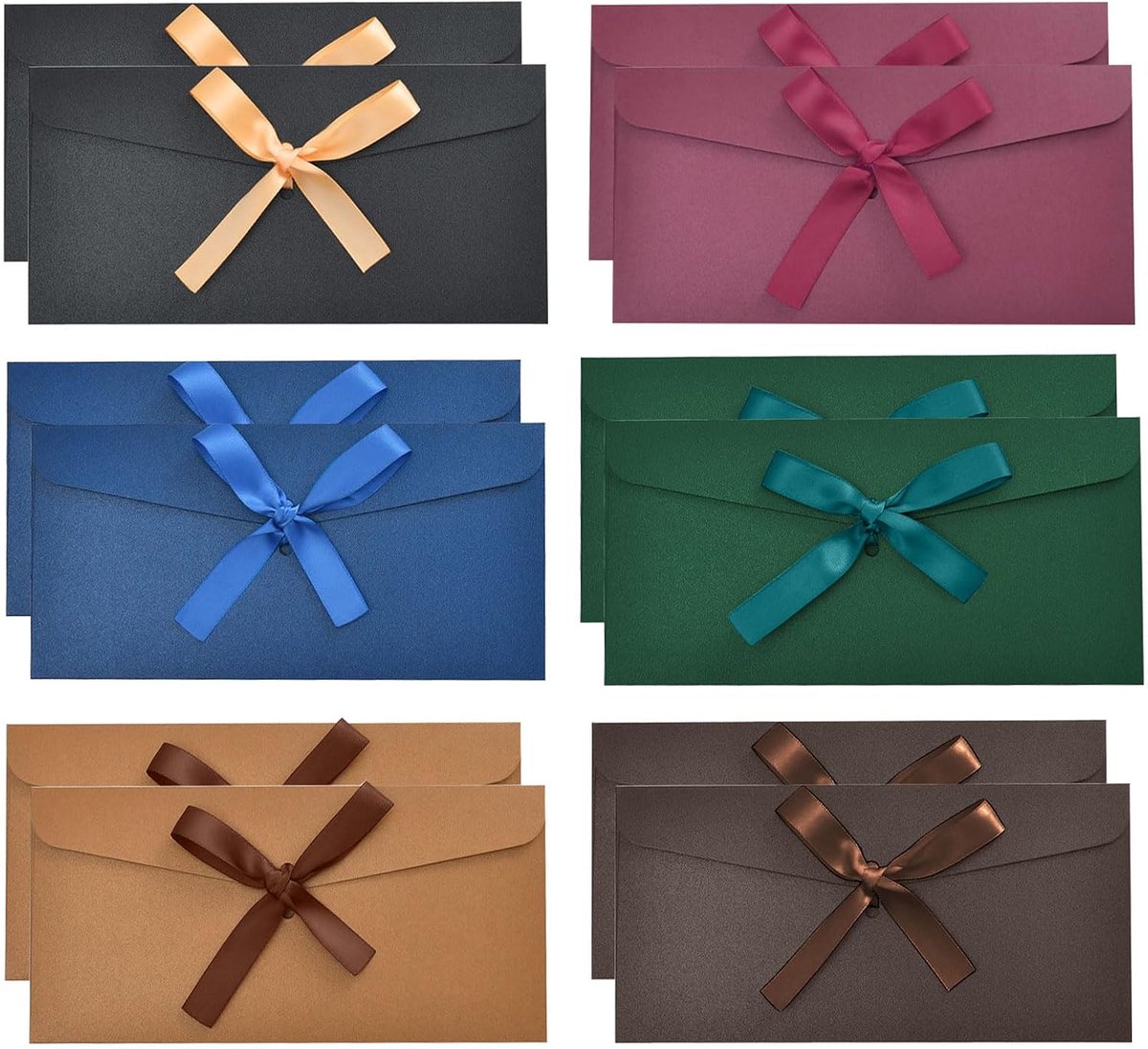 12 stuks, enveloppen van kraftpapier, retro, kleur, ansichtkaartenenvelop, kleurrijke enveloppen, cadeaukaarten, parelmoer papier envelop met lint