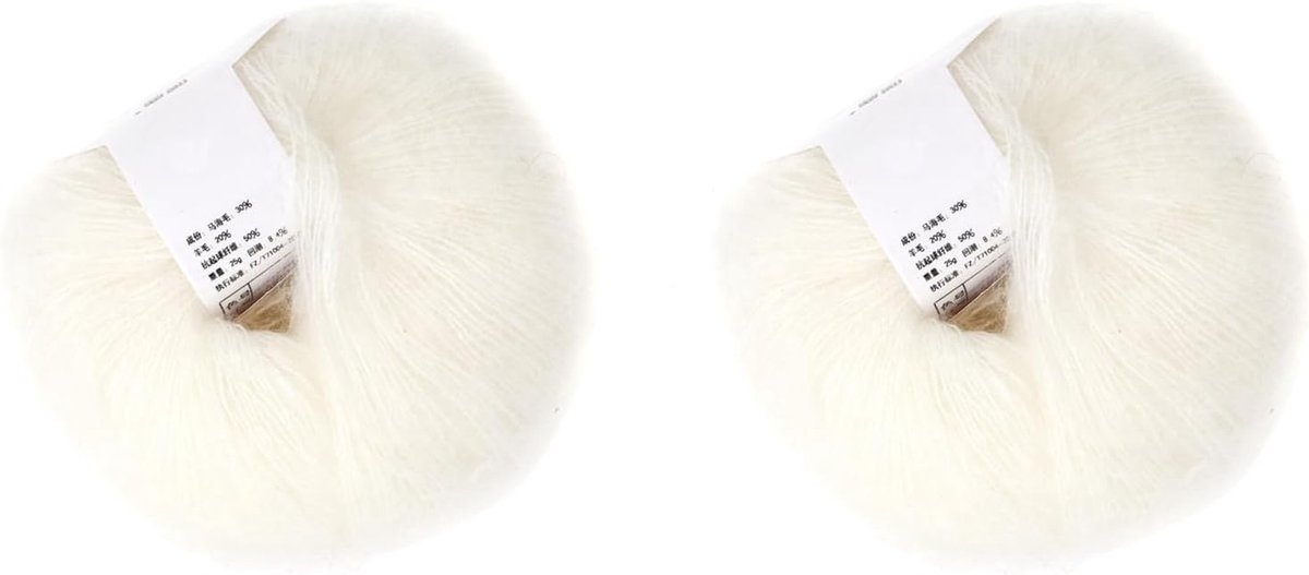 2 Roll Soft Angora Mohair Garen, Lange Wollen Breigaren voor Breien Haakwerk, Wol Handgebreide Garens, Doe-het-zelf Sjaal Gehaakte Draad Benodigdheden voor Kleding Sjaals Sweater