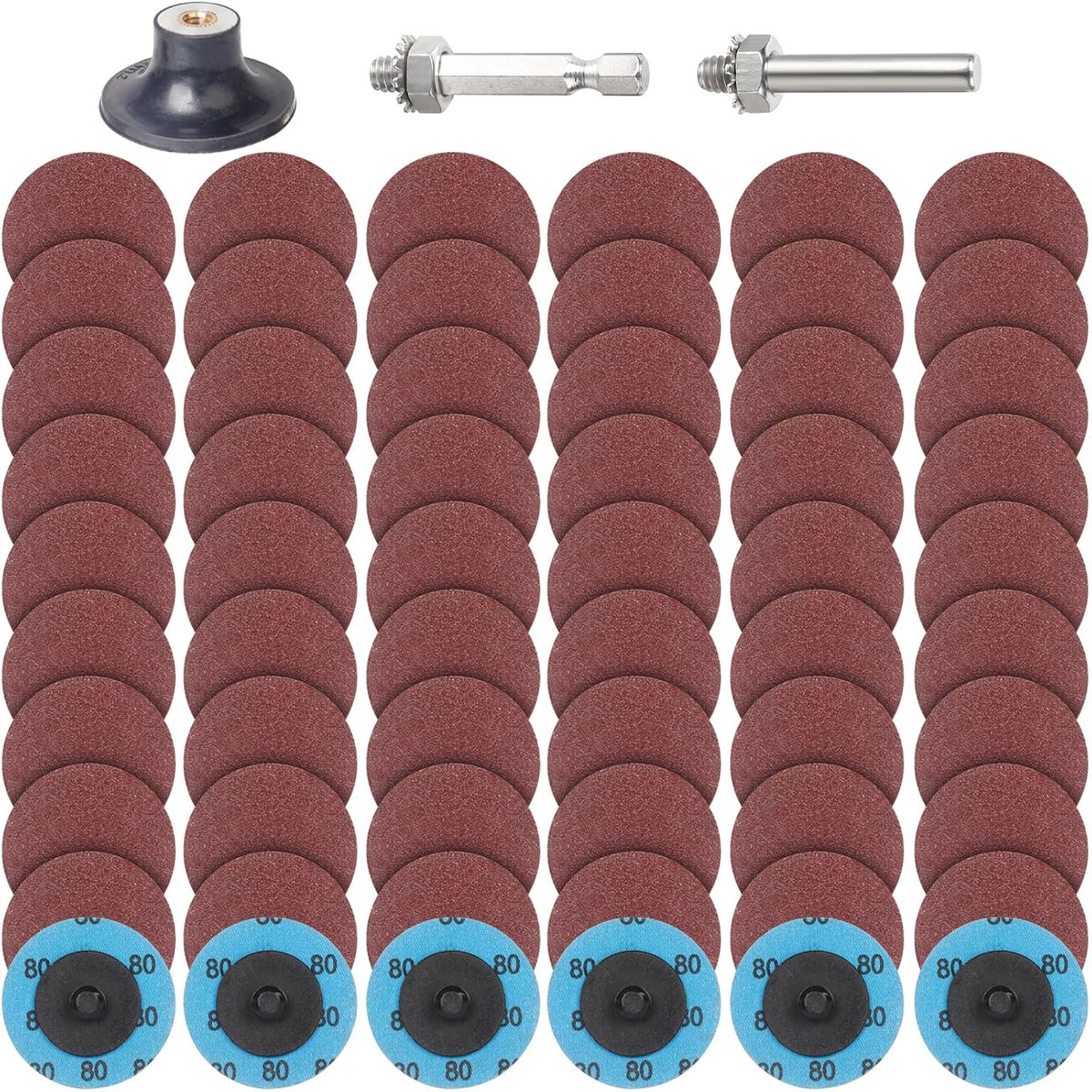 63 Stks Quick Change Discs Set, 2 Inch (50mm) Schuurschijven met 1/4" Houder Grit 80, voor Die grinder schijven Surface Prep Burr Roest Verf Verwijderen | Voor haakse slijper, metaal, hout, staal, roestvrij, slijpen, polijsten