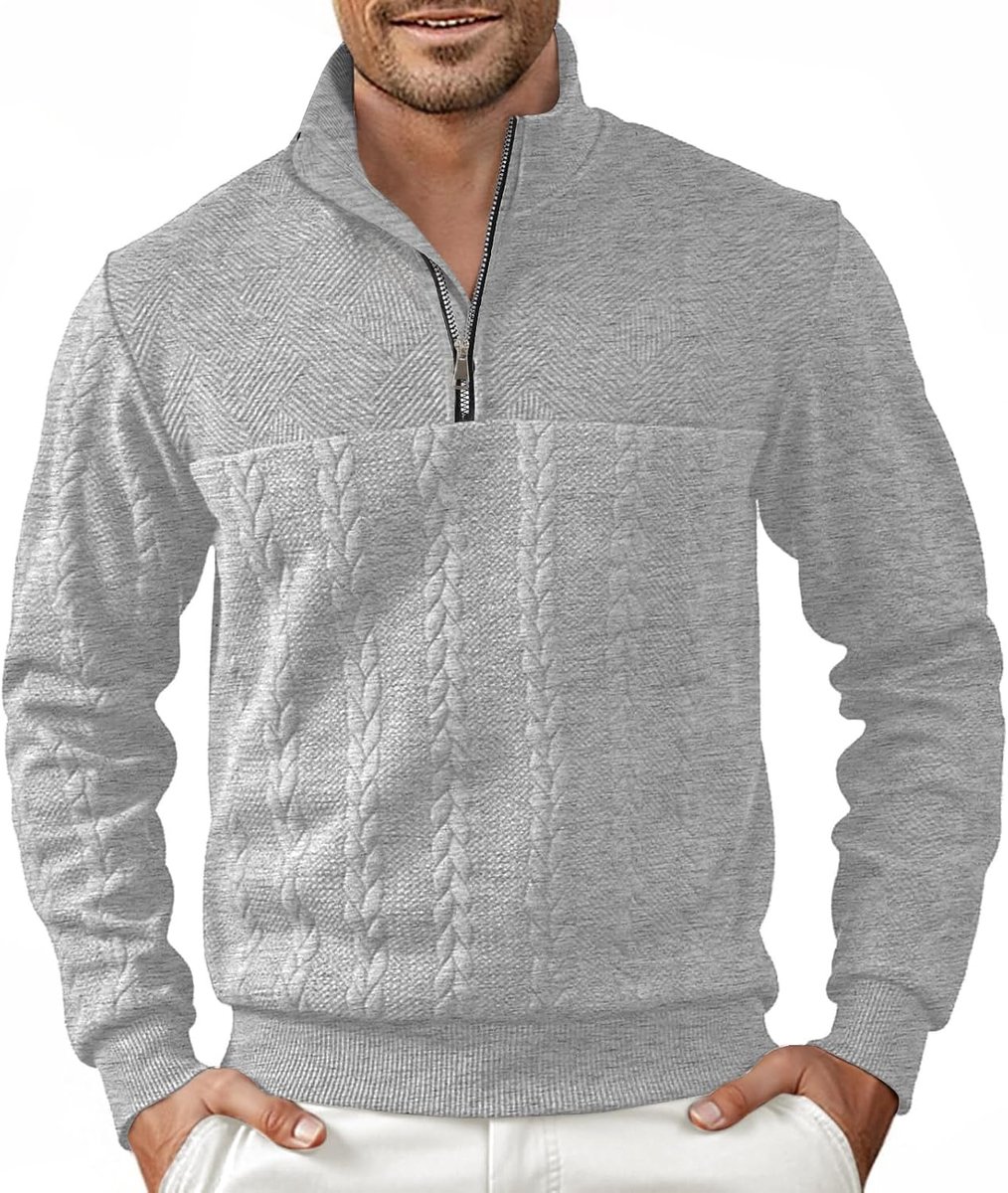 Pullover heren zip hals sweatshirt opstaande kraag gebreide trui lange mouwen lichte werktrui