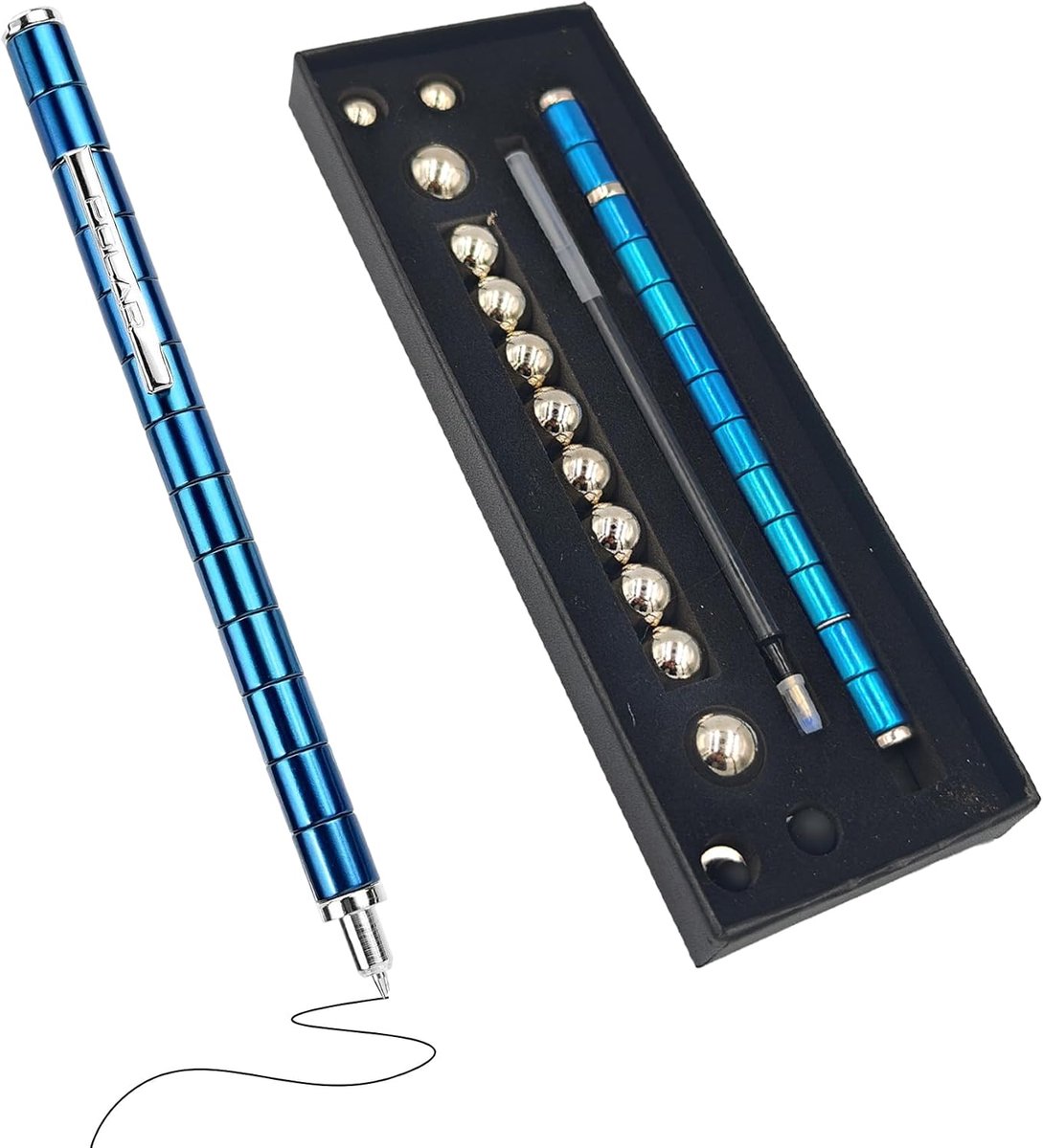 Magnetische Fidget-Pen, Magnetische Balpen, Grappige Multifunctionele Magneetstift, Penspinning Pen, Cadeau Voor Jonge Mannen, Paascadeaus Voor Volwassenen (Blauw)