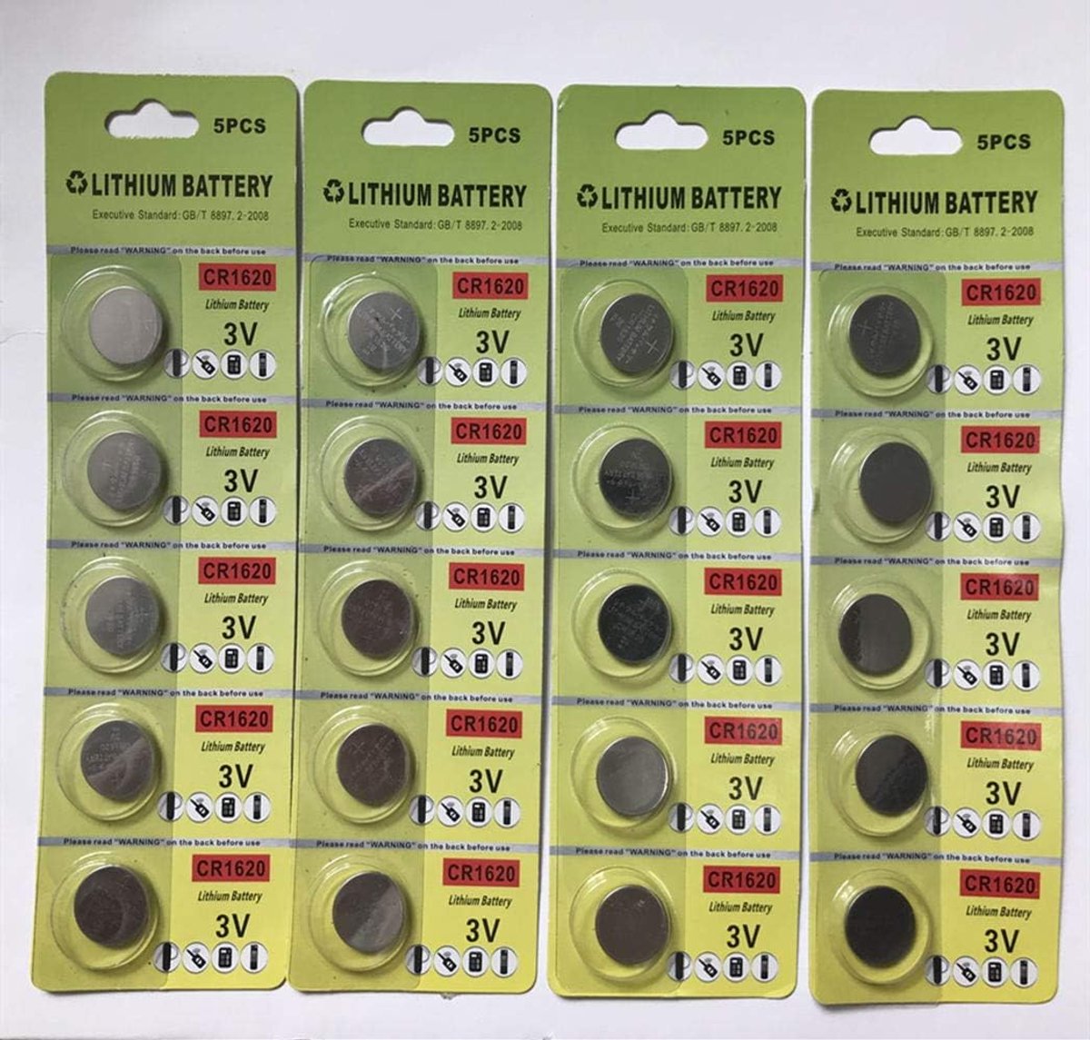 3V Lithium Battery (20Pack) - CR 1620 Coin Cell Batteries