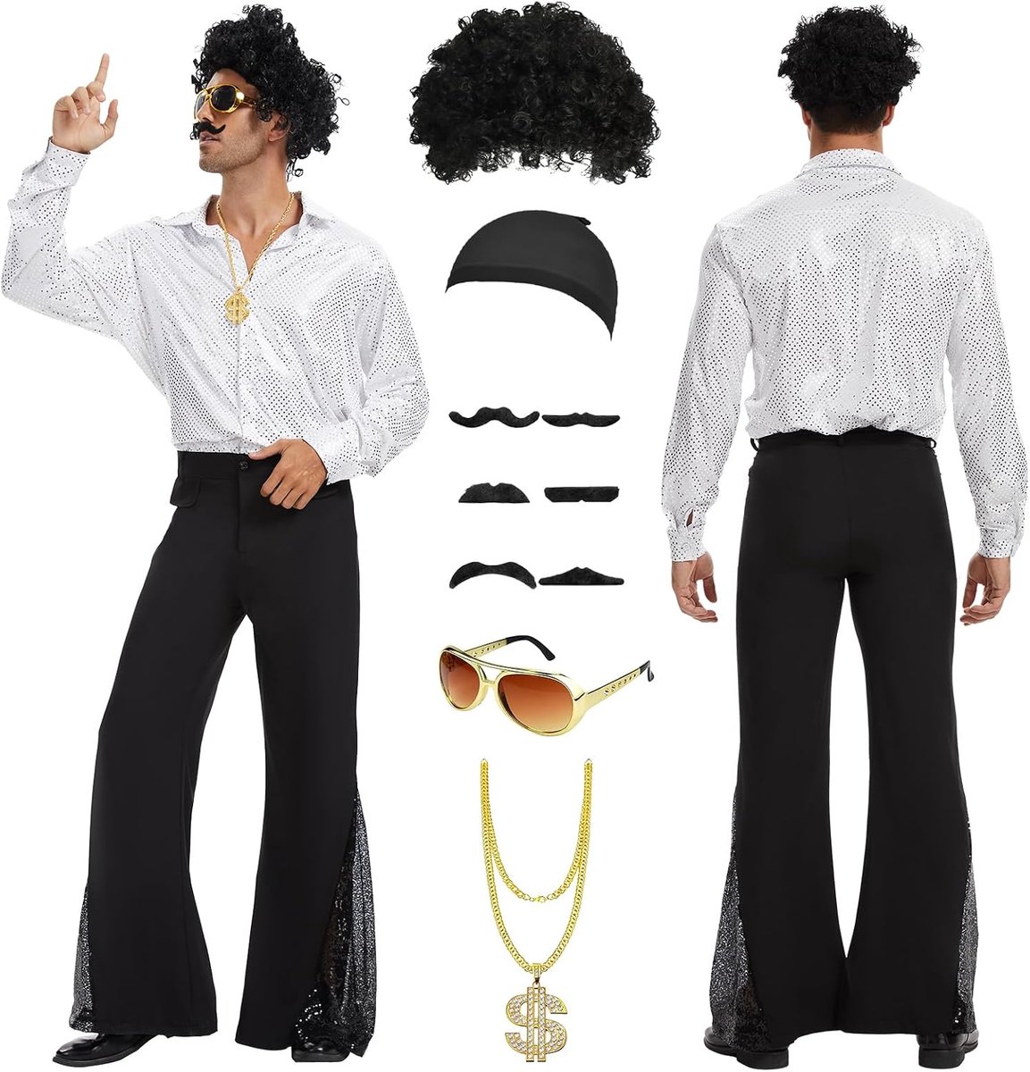 70 discokostuum voor heren, jaren 80 disco fancy dress voor