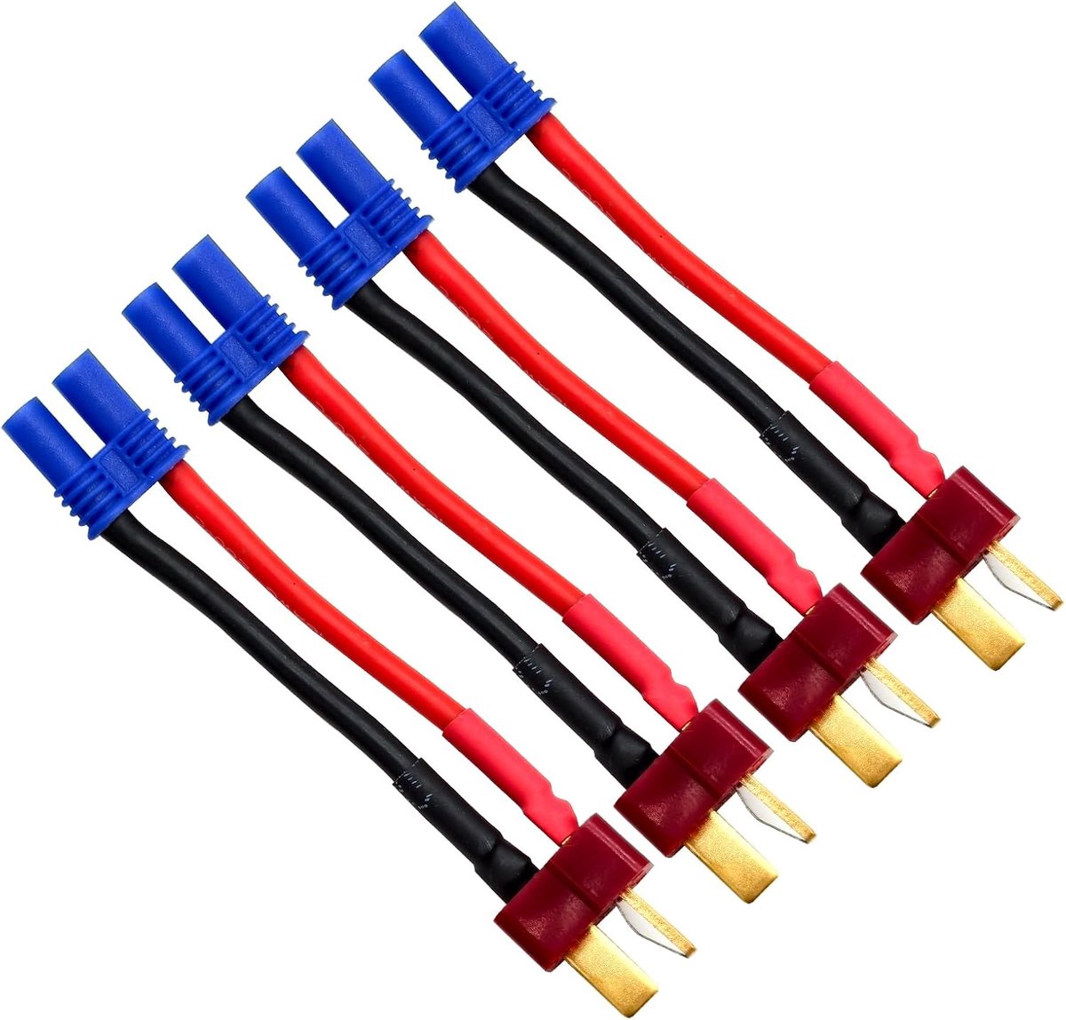 T-stekker, mannelijk naar EC2-busadapter met 16 AWG, 5 cm draad, voor RC Lipo-batterij (T-stekker mannelijk naar EC2-bus)