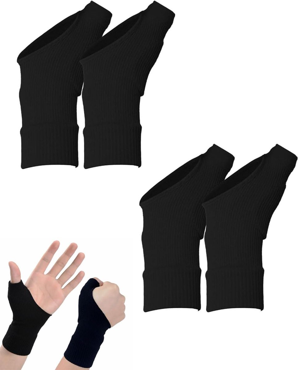 2 paar therapeutische compressiehandschoenen voor artritis, ademend, vingerloze handschoen met gel, ter verlichting van hand-, pols-, duim en gewrichtspijn (zwart: L)