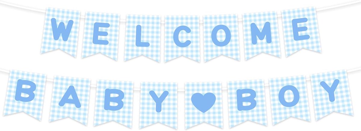 2 Stuks Welkom Baby Banner, Voorgeregen Baby Shower Banner Blauw en Wit Nursery Decor voor Jongens Babys Shower Gender Onthullingsfeest