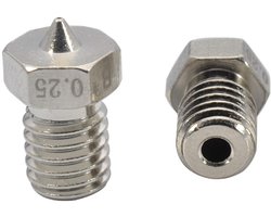 2 stks Upgrade 3D Printer Plated Slijtvaste M6 Draad Messing Nozzles 0.25mm voor 1.75mm V6 Hotend Titan Aero Extruder Prusa I3 MK3S Anycubic I3 Mega 3D Printer (2x0.25mm)