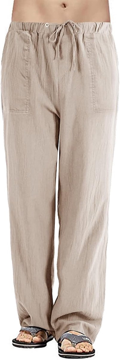 heekpek Linnen broek heren lange lichte zomerbroek heren katoen linnen broek regular fit rechte broek vrijetijdsbroek strand linnen broek heren voor vakantie