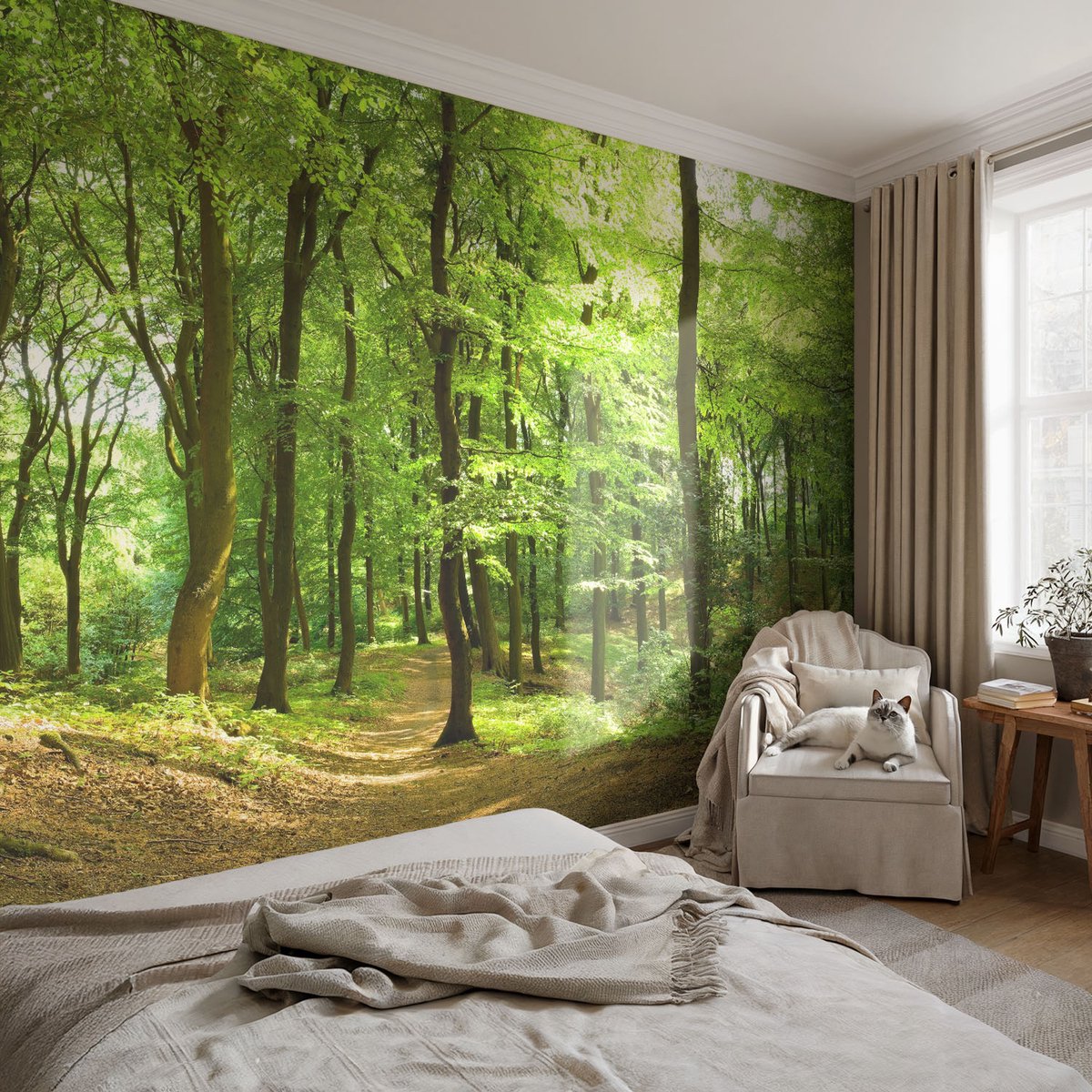Coloray Vliesbehang - Groente Snellijm Behang - 152x104 cm - Natuurlijk Pad Fotobehang Vlies - Woonkamer behang Landschappen - Muurschildering - Woonkamer behang