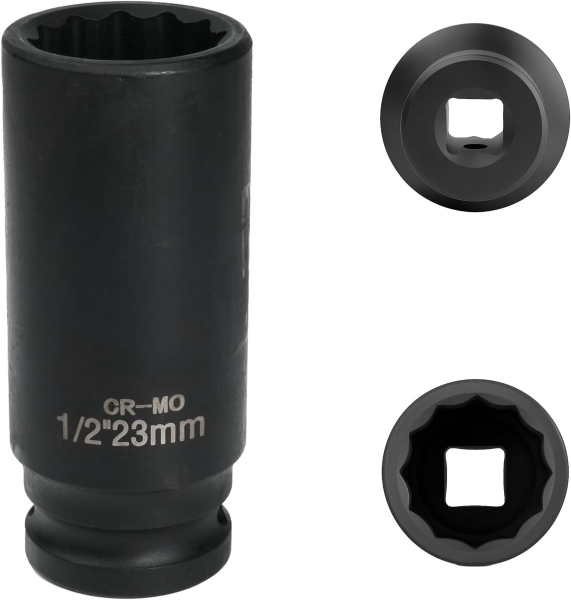 Dopsleutel 23 mm 1/2 inch 12-kant, slagdop 1/2 23 mm chroom-molybdeenstaal CR-MO (zwart)