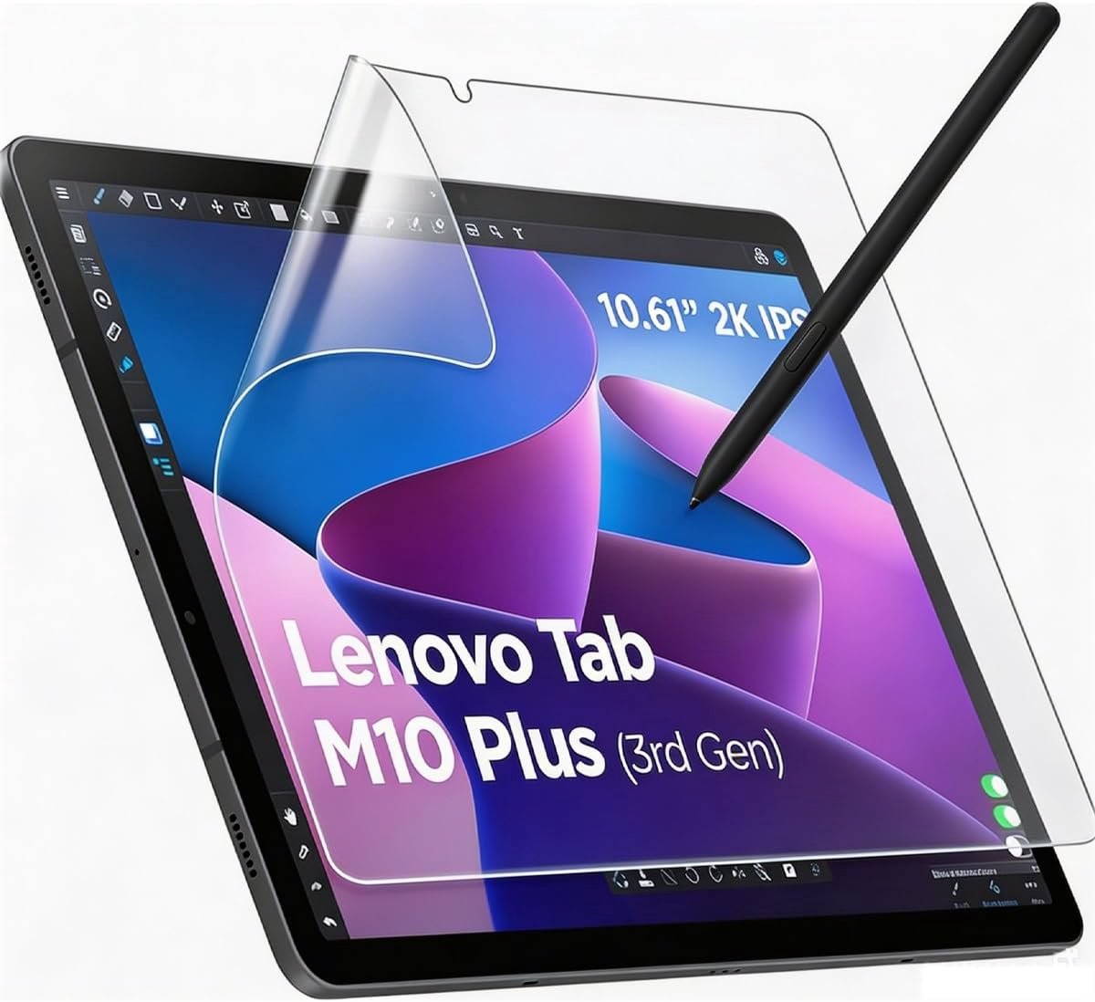2 stuks papieren textuur displaybeschermfolie voor Lenovo Tab M10 3e generatie (10,1 inch), PET-papierfolie, mat om te tekenen, anti-vingerafdruk, ontspiegeld