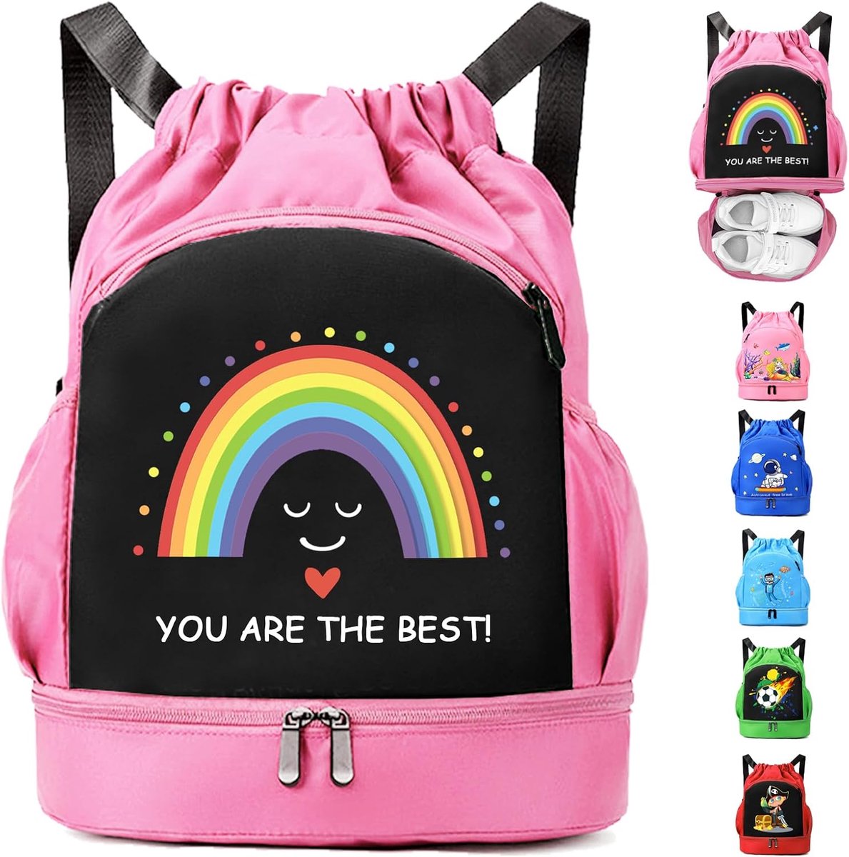Zwembadtas voor kinderen, zwembadtas voor jongens en meisjes, kinderen, zwemtas, waterdicht, met vakken, voor jongens, meisjes, kinderen, zwembad, strand, camping, vakantie