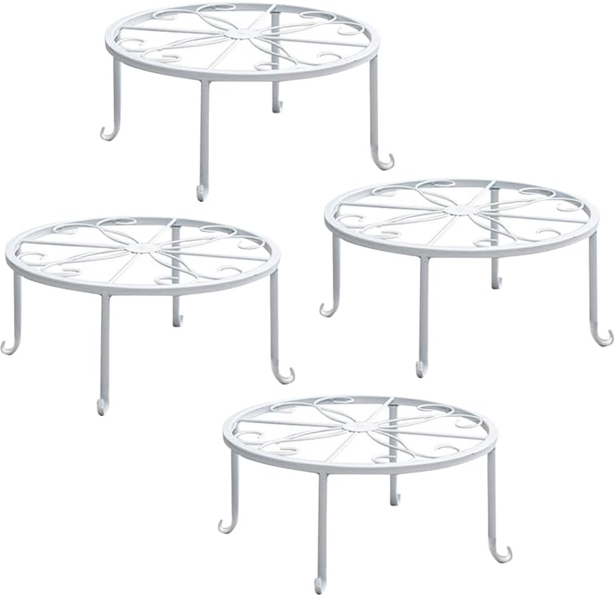 4 stuks metalen plantenstandaard voor binnen bloempot standaard, set van 4 ijzeren plantenstandaards (wit)