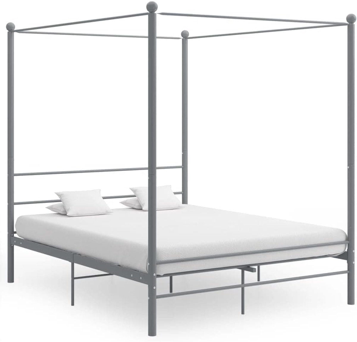 Familiebed, palletbed, hemelbed, grijs, metaal, 160 x 200 cm