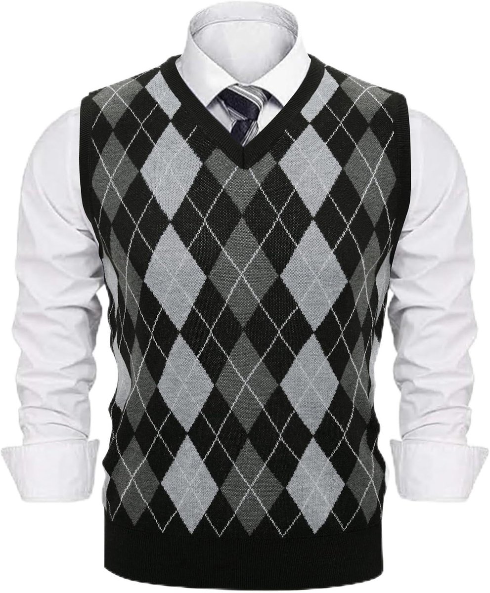 Pullunder voor heren vest heren gebreid vest mouwloos regular fit V-hals effen