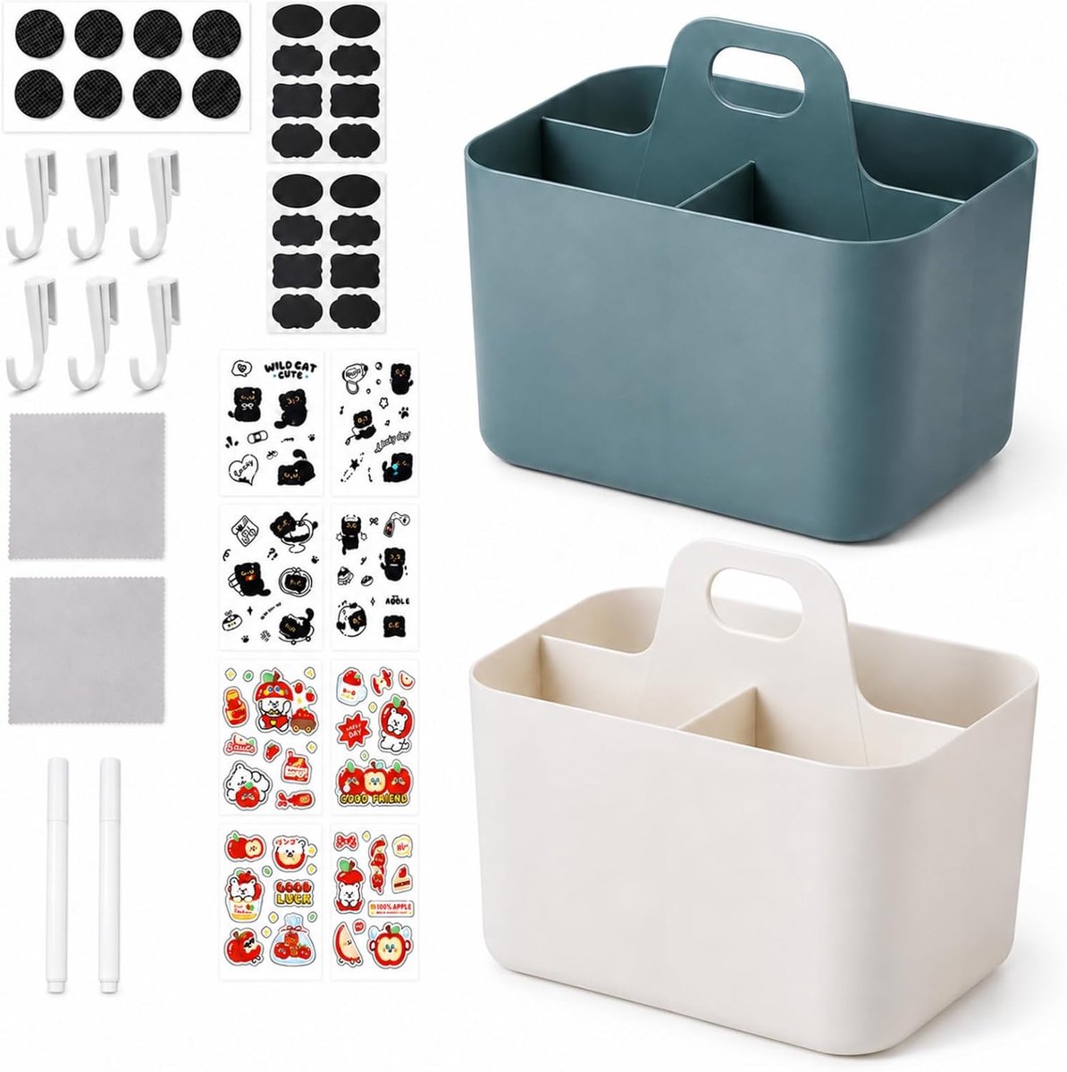 30-Piece Bathroom Organizer Set, Caddy with Handle and 3 Compartments