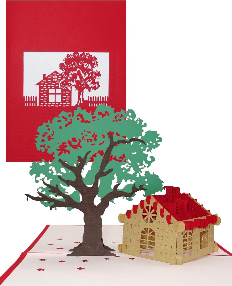 Kaart "huis & natuur" wenskaart voor huis, huisbouw en pensioen – als uitnodiging, verjaardagskaart en uitnodigingskaart voor een uitstapje in het groen