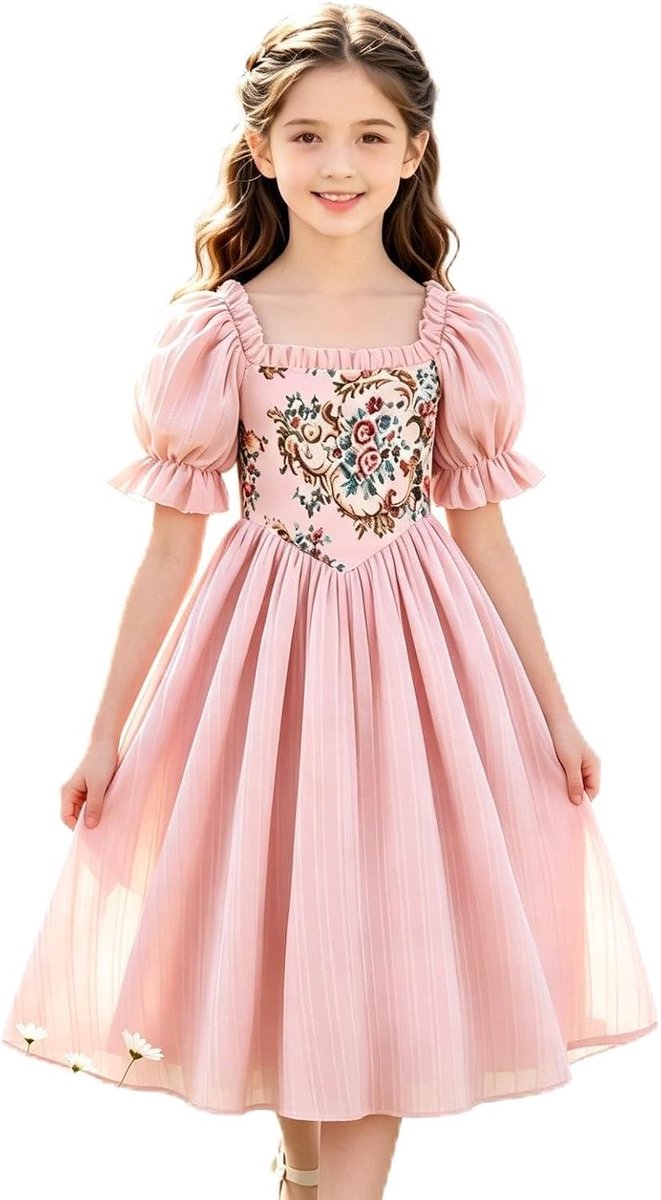 Fluwelen dirndljurk voor kinderen met strik, elegante feestoutfit voor Kerstmis en bierfeesten