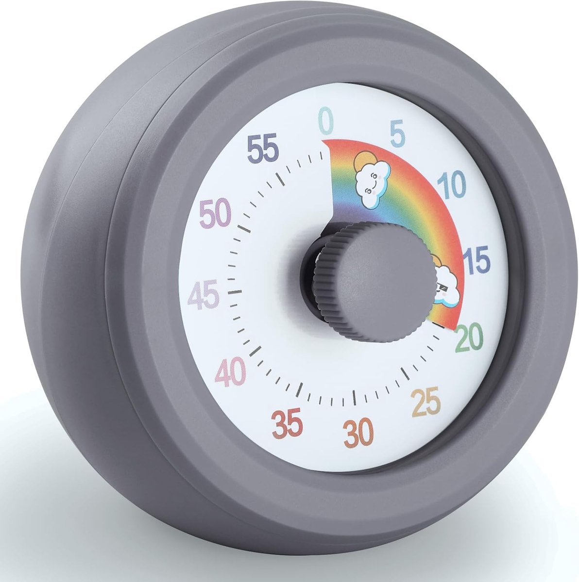 60 minuten visuele timer voor kinderen, Wyngee mute-schakelaar op de achterkant, kleurrijke klok, wekker, visuele timer zonder tikken, tijdmanagementgereedschap voor keuken, school, kantoor