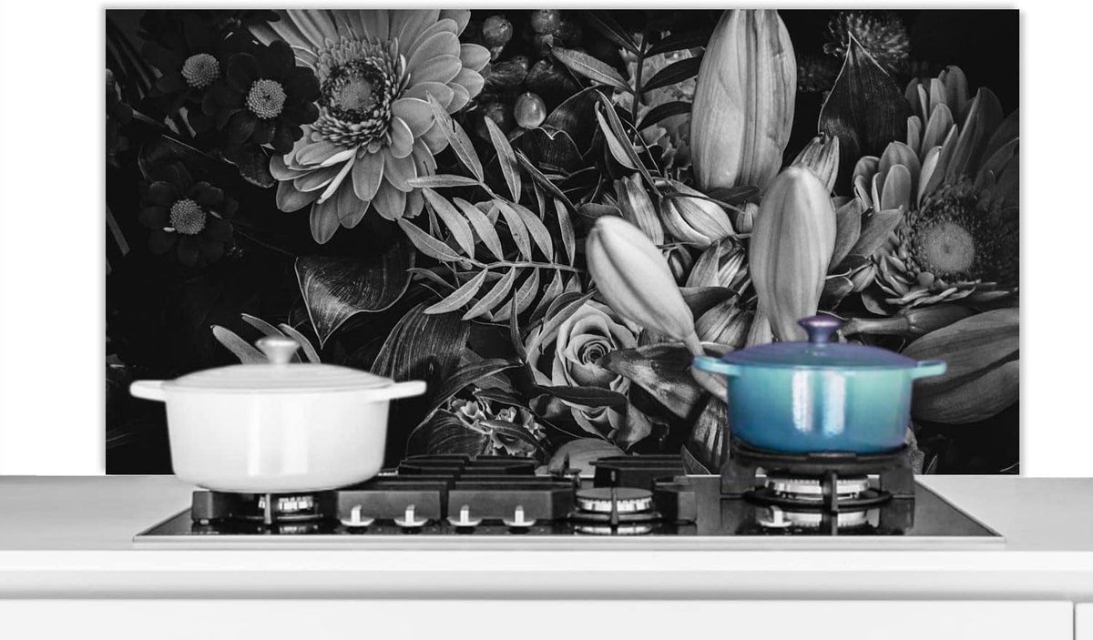 Spatscherm Keuken - 120x60 cm - Boeket - Stilleven - Bloemen - Planten - Rood