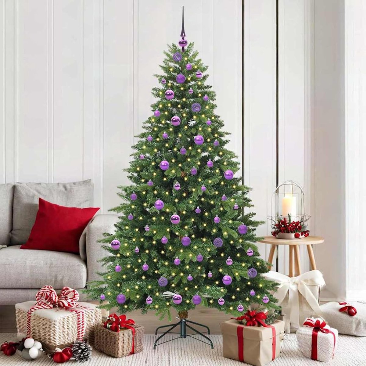 Kunstkerstboom met 300 leds, groen, 180 cm, PE en pvc, kunstkerstboom voor feestelijke evenementen, restaurant-decoratie, kerstmarkt en als familiecadeau 3397555