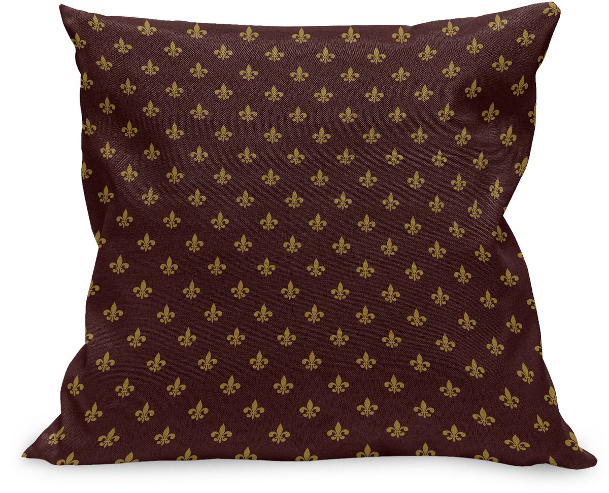 ABAKUHAUS Fleur De Lis Kussenhoes, Antike Königs Ornament, Kussenhoes met Ritssluiting en Dubbelzijdige Print, 45 x 45 cm, Bordeauxrot Blasser Kaffee